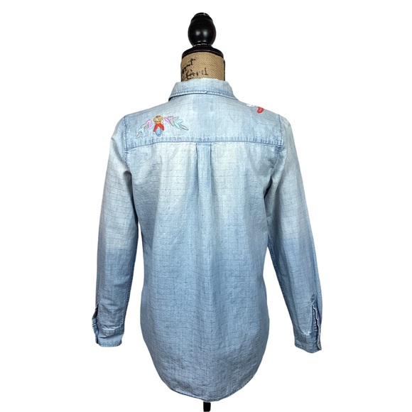Anthro Maeve Boise Embroidered Chambray Shirt - Picture 3 of 11